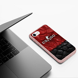 Чехол iPhone 7/8 матовый CS GO red black texture, цвет: 3D-светло-розовый — фото 2
