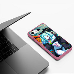 Чехол iPhone 7/8 матовый Ребекка и дракон - Киберпанк аниме, цвет: 3D-малиновый — фото 2