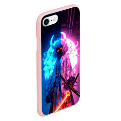 Чехол iPhone 7/8 матовый Девушка кибер демон, цвет: 3D-светло-розовый — фото 2