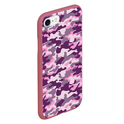 Чехол iPhone 7/8 матовый Модный камуфляж - милитари, цвет: 3D-малиновый — фото 2