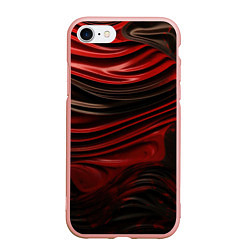 Чехол iPhone 7/8 матовый Кожаная красная и черная текстура, цвет: 3D-светло-розовый