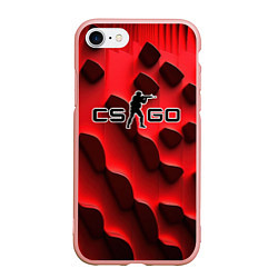 Чехол iPhone 7/8 матовый CS GO black red abstract, цвет: 3D-светло-розовый