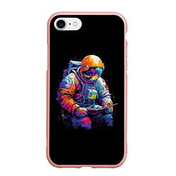 Чехол iPhone 7/8 матовый Читающий космонавт, цвет: 3D-светло-розовый