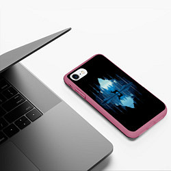 Чехол iPhone 7/8 матовый Олень в ночном лесу, цвет: 3D-малиновый — фото 2