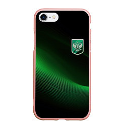 Чехол iPhone 7/8 матовый Герб РФ зеленый черный фон