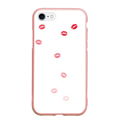 Чехол iPhone 7/8 матовый Следы поцелуев губы, цвет: 3D-светло-розовый