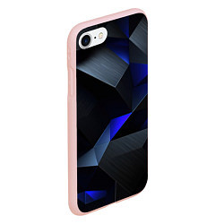 Чехол iPhone 7/8 матовый Black blue abstract, цвет: 3D-светло-розовый — фото 2