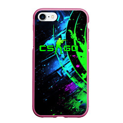 Чехол iPhone 7/8 матовый CS GO green black style, цвет: 3D-малиновый