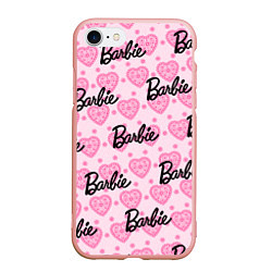 Чехол iPhone 7/8 матовый Логотип Барби и розовое кружево