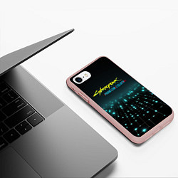 Чехол iPhone 7/8 матовый Cyberpunk logo neon, цвет: 3D-светло-розовый — фото 2