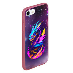 Чехол iPhone 7/8 матовый Space dragon - neon glow - neural network, цвет: 3D-малиновый — фото 2