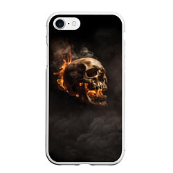 Чехол iPhone 7/8 матовый Горящий череп в дыму