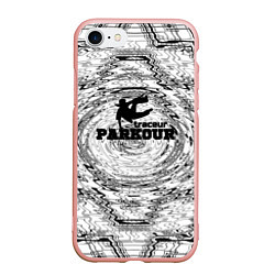 Чехол iPhone 7/8 матовый Parkour черно белый абстрактный узор, цвет: 3D-светло-розовый