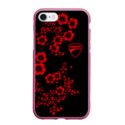 Чехол iPhone 7/8 матовый Ducati - red flowers