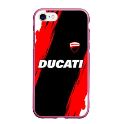 Чехол iPhone 7/8 матовый Ducati moto - красные полосы