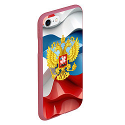 Чехол iPhone 7/8 матовый Герб России триколор, цвет: 3D-малиновый — фото 2