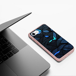 Чехол iPhone 7/8 матовый Темные объемные элементы, цвет: 3D-светло-розовый — фото 2