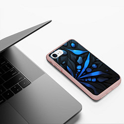 Чехол iPhone 7/8 матовый Black blue elements, цвет: 3D-светло-розовый — фото 2