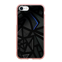 Чехол iPhone 7/8 матовый Черные объемные плиты, цвет: 3D-светло-розовый