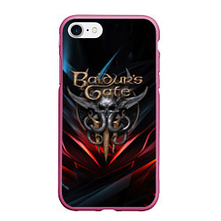 Чехол iPhone 7/8 матовый Baldurs Gate 3 dark logo, цвет: 3D-малиновый