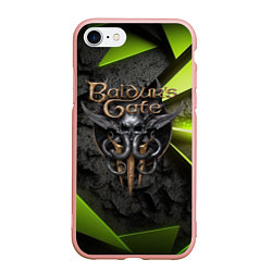 Чехол iPhone 7/8 матовый Baldurs Gate 3 logo green abstract, цвет: 3D-светло-розовый