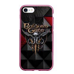 Чехол iPhone 7/8 матовый Baldurs Gate 3 logo red black