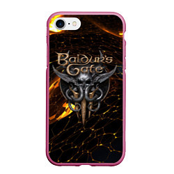 Чехол iPhone 7/8 матовый Baldurs Gate 3 logo gold and black