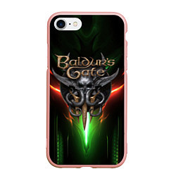 Чехол iPhone 7/8 матовый Baldurs Gate 3 logo green red light