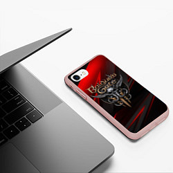 Чехол iPhone 7/8 матовый Baldurs Gate 3 logo geometry, цвет: 3D-светло-розовый — фото 2