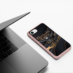 Чехол iPhone 7/8 матовый Baldurs Gate 3 logo dark logo, цвет: 3D-светло-розовый — фото 2