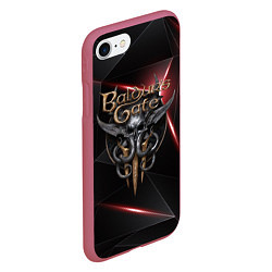 Чехол iPhone 7/8 матовый Baldurs Gate 3 logo black red, цвет: 3D-малиновый — фото 2