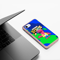 Чехол iPhone 7/8 матовый Даг и хотдог, цвет: 3D-светло-розовый — фото 2