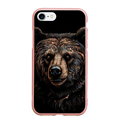 Чехол iPhone 7/8 матовый Медведь крупный, цвет: 3D-светло-розовый