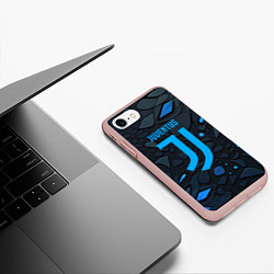 Чехол iPhone 7/8 матовый Juventus blue logo, цвет: 3D-светло-розовый — фото 2