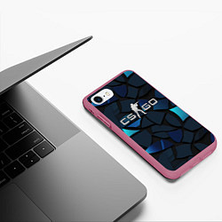 Чехол iPhone 7/8 матовый CS GO blue black elements, цвет: 3D-малиновый — фото 2