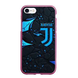Чехол iPhone 7/8 матовый Juventus abstract blue logo, цвет: 3D-малиновый