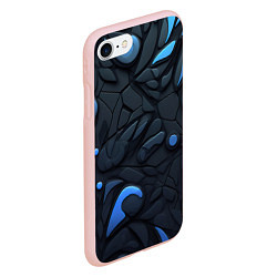 Чехол iPhone 7/8 матовый Blue black abstract texture, цвет: 3D-светло-розовый — фото 2