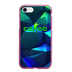 Чехол iPhone 7/8 матовый CSGO blue green gradient, цвет: 3D-малиновый