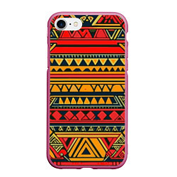 Чехол iPhone 7/8 матовый Этнический африканский узор, цвет: 3D-малиновый