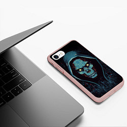 Чехол iPhone 7/8 матовый Хакер череп, цвет: 3D-светло-розовый — фото 2