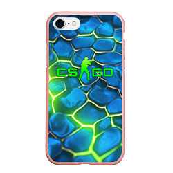 Чехол iPhone 7/8 матовый CSGO green blue neon, цвет: 3D-светло-розовый