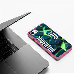 Чехол iPhone 7/8 матовый Juventus green neon, цвет: 3D-малиновый — фото 2