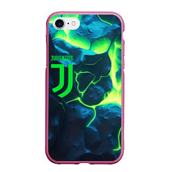 Чехол iPhone 7/8 матовый Juventus green neon, цвет: 3D-малиновый