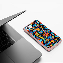 Чехол iPhone 7/8 матовый Космические чудики, цвет: 3D-светло-розовый — фото 2
