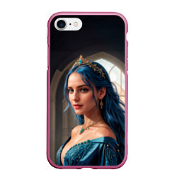 Чехол iPhone 7/8 матовый Девушка принцесса с синими волосами