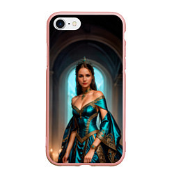 Чехол iPhone 7/8 матовый Девушка принцесса в бирюзовом платье с драгоценнос