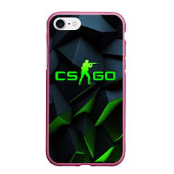 Чехол iPhone 7/8 матовый CSGO green texture logo, цвет: 3D-малиновый