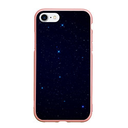 Чехол iPhone 7/8 матовый Тёмный космос и синие звёзды, цвет: 3D-светло-розовый