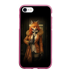 Чехол iPhone 7/8 матовый Девушка лиса детектив, цвет: 3D-малиновый