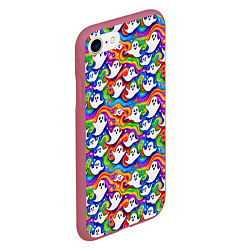 Чехол iPhone 7/8 матовый Веселые привидения на красочном фоне, цвет: 3D-малиновый — фото 2